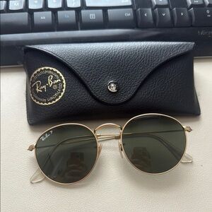 Ray-Ban Gold Frame Sunglasses with Green Lenses